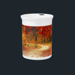 Autumn Road Beverage Pitcher<br><div class="desc">Beautiful trees dressed in red and yellow leaves at the peak of autumn. 

Customize to your liking.</div>