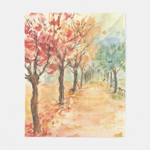 Autumn Road fleece blanket