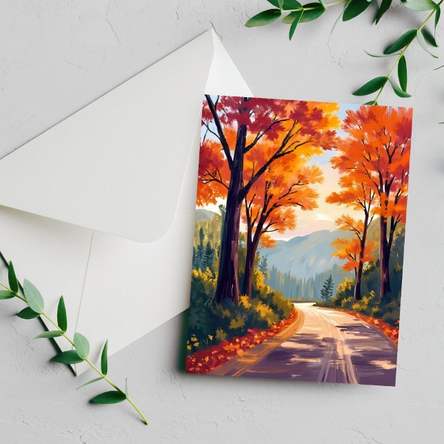 Autumn Road | Watercolor Fall Foliage Leaves Card (Creator Uploaded)