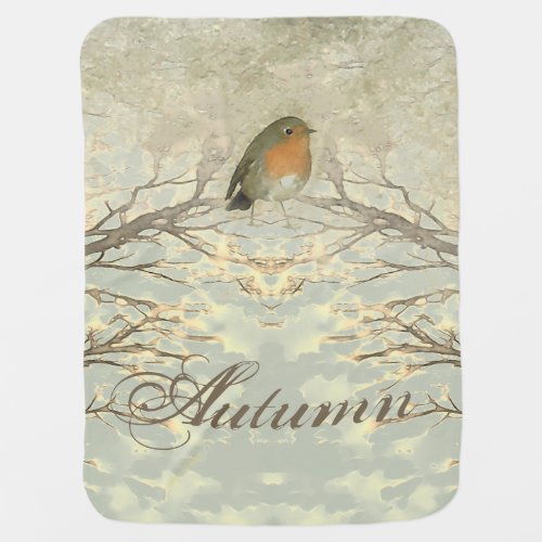 AUTUMN ROBIN Fall Branches Baby Blanket