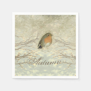AUTUMN ROBIN Fall Branches Paper Napkins