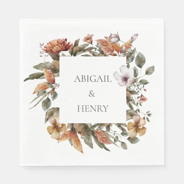 Autumn Romance Arch Floral Wedding Napkins (Front)