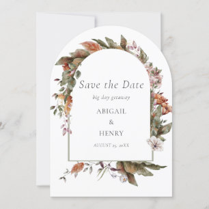 Autumn Romance Arch Floral Wedding Save The Date  Invitation