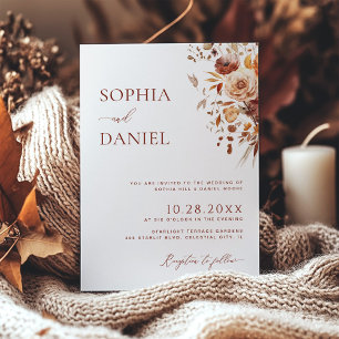 Autumn Romance Blooms Wedding Invitation