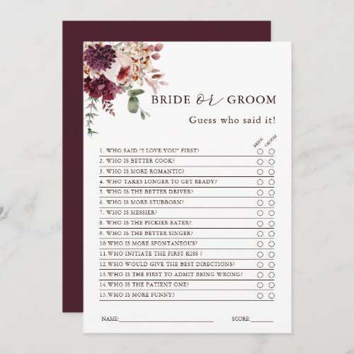 Autumn Romance Bride or Groom Editable Card