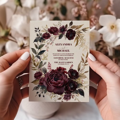 Autumn Romance Burgundy Wedding Invitation