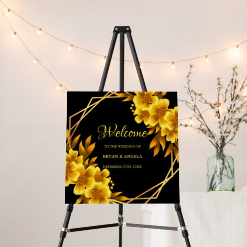 Autumn romance faux gold yellow floral geometric foam board