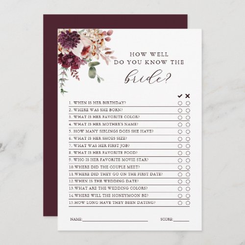 Autumn Romance Floral Bridal Shower Editable Card