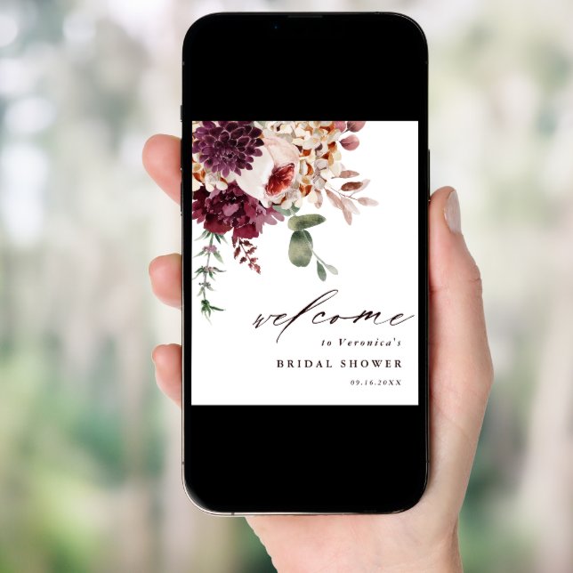 Autumn Romance Floral Bridal Shower Welcome Poster (Front Digital)
