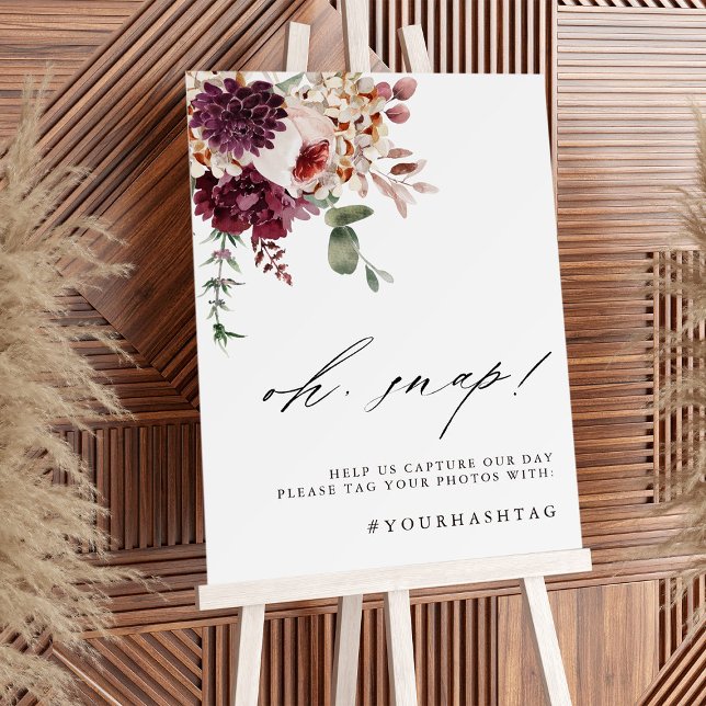 Autumn Romance Floral Oh Snap Wedding Sign (Creator Uploaded)