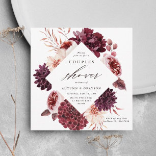 Autumn Romance Floral Wedding Couples Shower Invitation