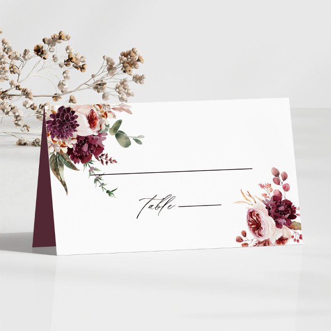 Autumn Romance Floral Wedding Personalized Place Card (Creator Uploaded)