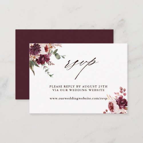 Autumn Romance Floral Wedding Website RSVP Enclosure Card