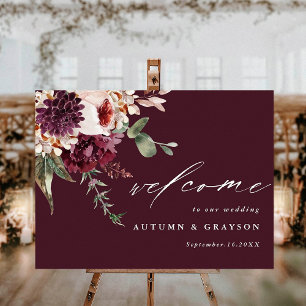 Autumn Romance Floral Wedding Welcome Foam Board