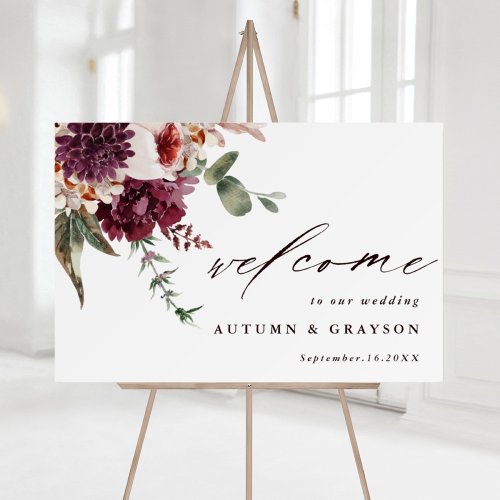 Autumn Romance Floral Wedding Welcome  Foam Board