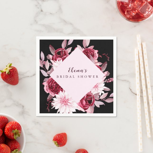 Autumn Romance Gold Frame Floral bridal shower Napkins (Insitu)