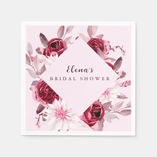 Autumn Romance Gold Frame Floral bridal shower Napkins (Front)