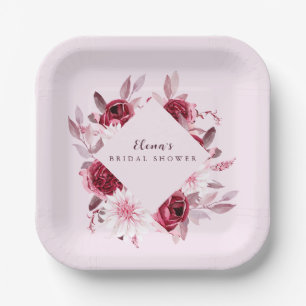 Autumn Romance Gold Frame Floral bridal shower Paper Plates