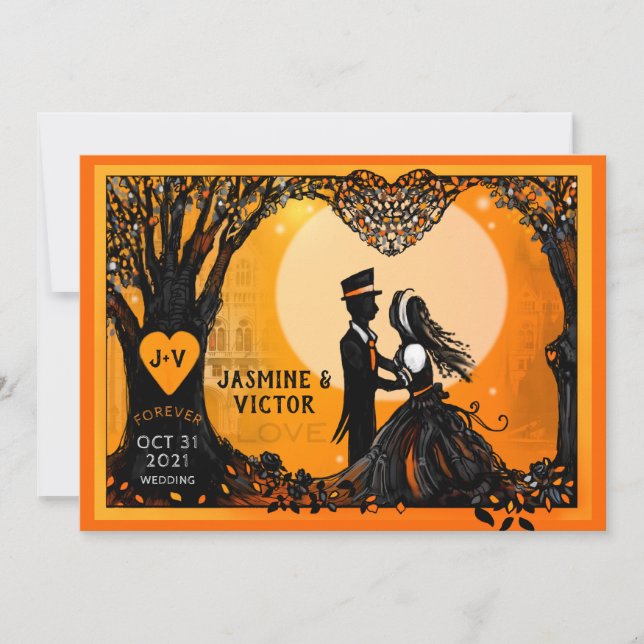 Autumn Romance Orange Wedding Invitation (Front)