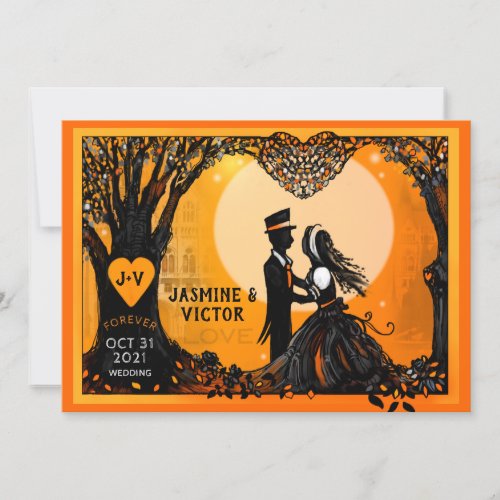 Autumn Romance Orange Wedding Invitation