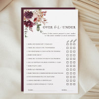 Autumn Romance Over or Under Bridal Shower Game