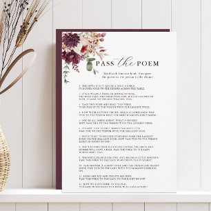 Autumn Romance Pass the Poem Bridal Game Card