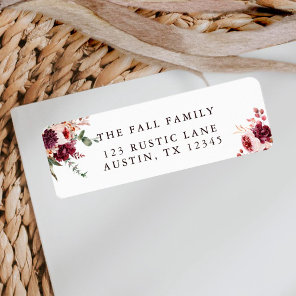 Autumn Romance Watercolor Floral Return Address Label
