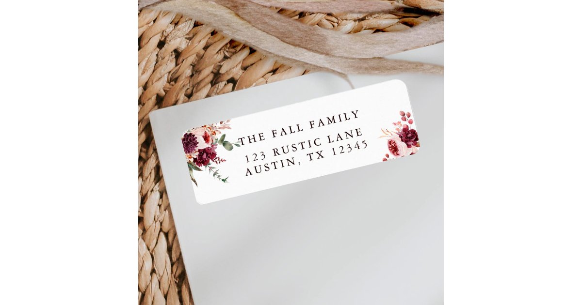 Autumn Romance Watercolor Floral Return Address Label | Zazzle
