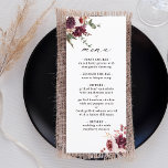 Autumn Romance Watercolor Floral Wedding  Menu<br><div class="desc">This wedding menu features watercolor flower bouquets of dahlias,  garden roses,  and peony in burgundy red,  maroon,  blush pink over fall leaves. For more advanced customization of this design,  please click the BLUE DESIGN TOOL BUTTON. Matching items are also available.</div>