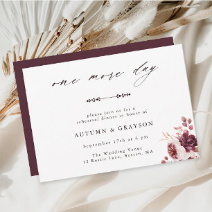 Autumn Romance Watercolor Wedding Rehearsal Dinner Invitation