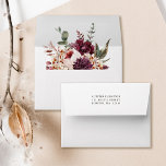 Autumn Romance Wedding Pre-Printed Address 5x7 Envelope<br><div class="desc">This pre-printed address envelope features a watercolor flower bouquet of dahlia,  garden rose,  and hydrangea in burgundy red,  maroon,  blush pink over fall leaves. For more advanced customization of this design,  please click the BLUE DESIGN TOOL BUTTON. Matching items are also available.</div>