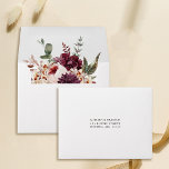 Autumn Romance Wedding Pre-Printed Address RSVP Envelope<br><div class="desc">This pre-printed address RSVP envelope features a watercolor flower bouquet of dahlia,  garden rose,  and hydrangea in burgundy red,  maroon,  blush pink over fall leaves. For more advanced customization of this design,  please click the BLUE DESIGN TOOL BUTTON. Matching items are also available.</div>