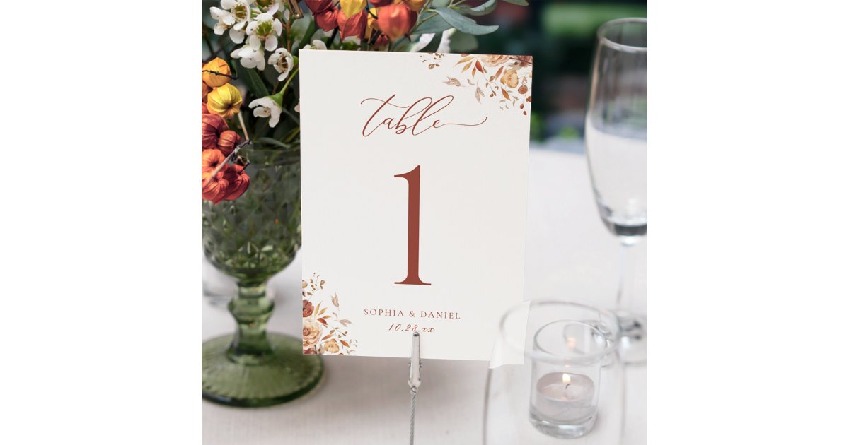 Fall Table Numbers Autumn Romance Wedding Table Number | Zazzle