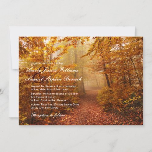 Autumn Romantic Forest Path Wedding Invitation