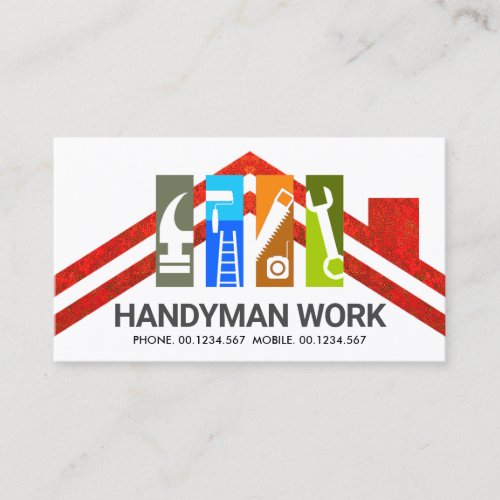 Autumn Rooftop Colorful Handyman Tools Business Card