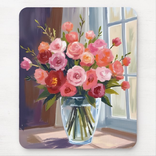 Autumn Rose Bouquet Floral Fall Mouse Pad (Front)