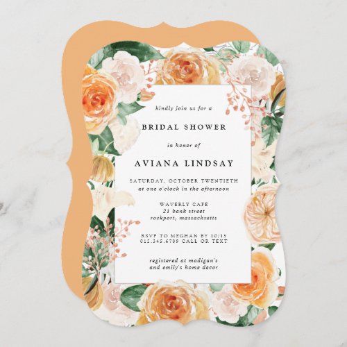 Autumn Rose Floral Bridal Shower Invitation