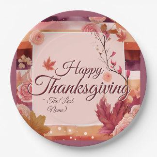 Autumn Rose Happy Thanksgiving Paper Napkin Plates