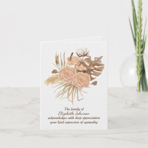 Autumn Rose Sympathy Thank You Card