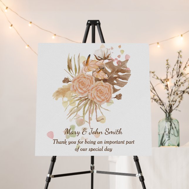 Autumn Roses and Leaves Wedding Foam Board (In Situ (Stand))