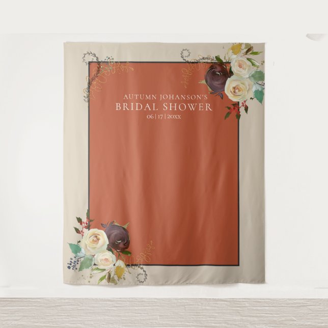 Autumn Roses Bridal Shower Photo Backdrop (Front)