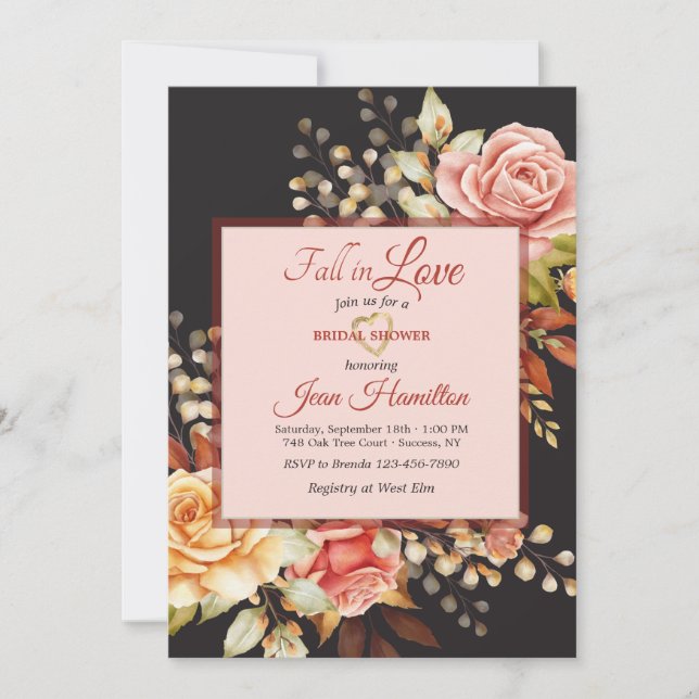 Autumn Roses Invitation (Front)