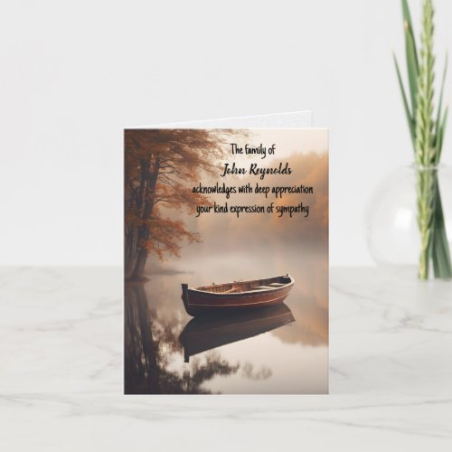 Autumn Row Boat Sympathy Thank You from Family Card