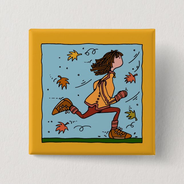 autumn runner (woman) pinback button (Front)