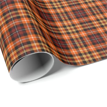 Autumn Russet Brown  Orange And Yellow Plaid Wrapping Paper by plaidwerx at Zazzle
