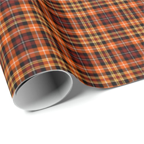 Autumn Russet Brown Orange and Yellow Plaid Wrapping Paper