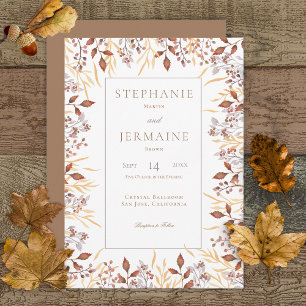 Autumn Rust & Brown Boho Modern Wedding Invitation