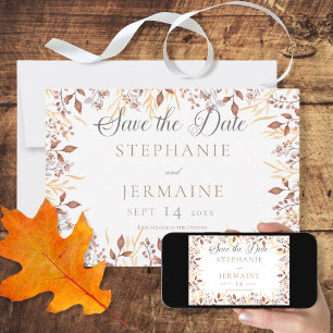 Autumn Rust & Brown Boho Modern Wedding Save The Date