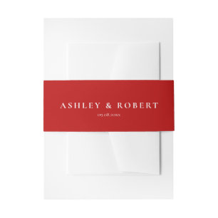 Autumn Rust Red Modern Wedding Invitation Belly Band