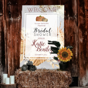Autumn Rustic Boho Bridal Shower Welcome Poster